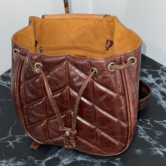 Patricia Nash - Quilted Oil Waxed Leather Itala Saddle Sling Bag - Brown - Picture 4 of 12